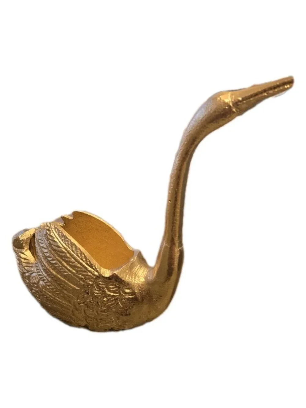 New Gold Metal Hollywood Regency Mini Swan Planter Room Decor Figurine Figure